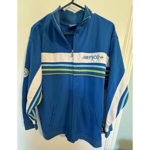Vintage Track Jacket ENYCE Blue Striped  Zip-up Mens Size L Large
